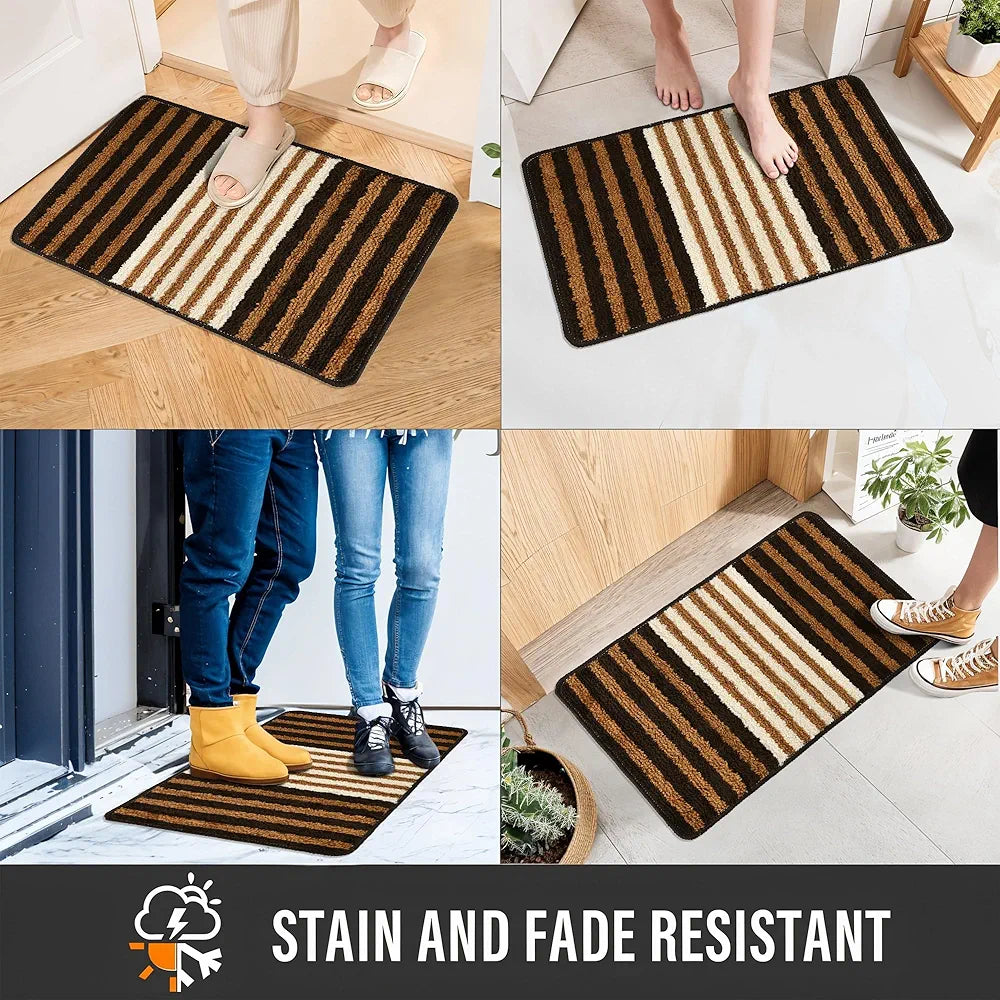 Kuber Industries Anti-Skid Water-Absorbent Door Mats for Home Micro Pearl Lining Brown